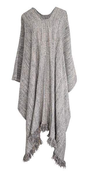 Poncho de lana en color gris.